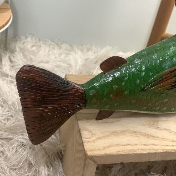 Handcrafted & Hand Painted Folk Art Wood & Metal Fish Spearing Decoy - Picture 10 of 17
